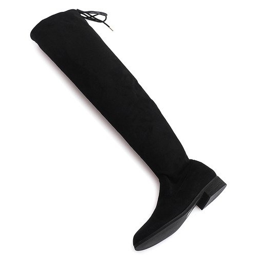 Hohe Wildlederstiefel Lycra 3037 Schwarz weiß