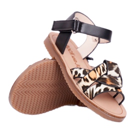 FRROCK Kindersandalen mit Klettverschluss Panterka Mimi braun schwarz orange