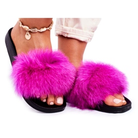 PS1 Damenhausschuhe mit Fell Belmondo fuchsia rosa