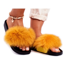 PS1 Damen Hausschuhe mit Fell Gelb Belmondo