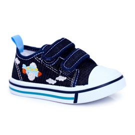 PL1 Marineblaue Nimalo Kindersneaker mit Klettverschluss