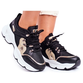 SEA Damen Sportschuhe Schwarz Gold Peking gelb