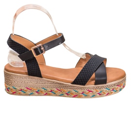 Small Swan Modische Sandalen mit Öko-Leder schwarz