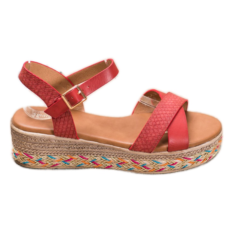 Small Swan Modische Sandalen mit Öko-Leder rot