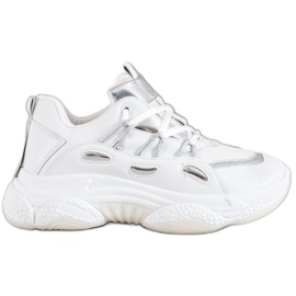 SHELOVET Weiße Sneakers aus Öko-Leder grau