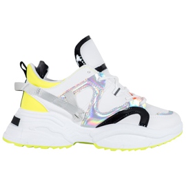 Weide Mode-Turnschuhe weiß schwarz grau gelb