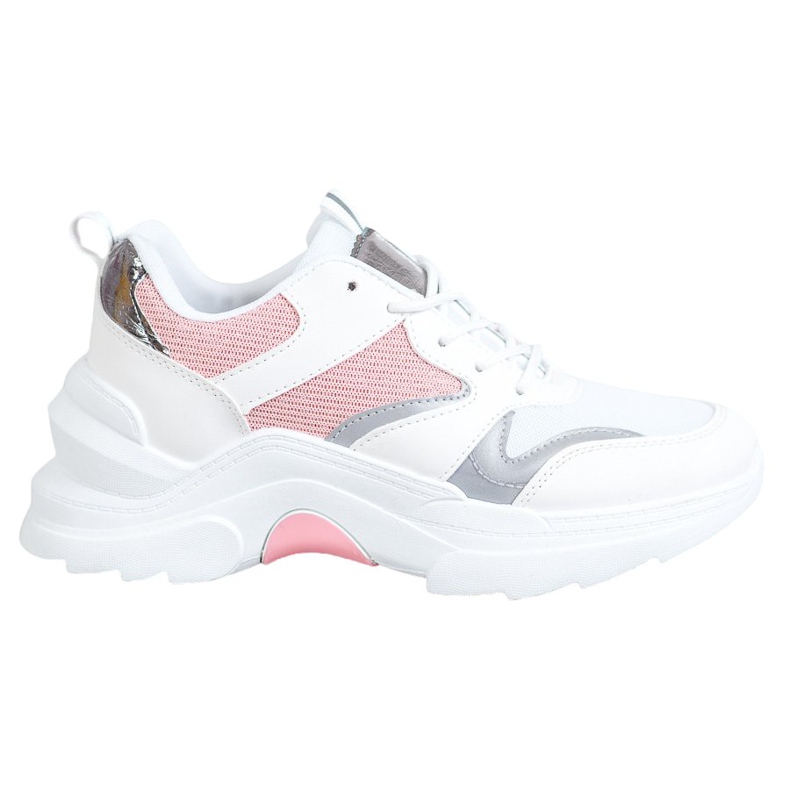 SHELOVET Stylische Sneaker weiß rosa grau