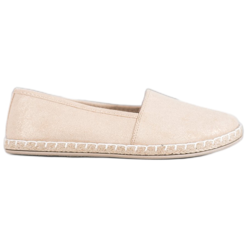 SHELOVET Beige Espadrilles mit Glitzer