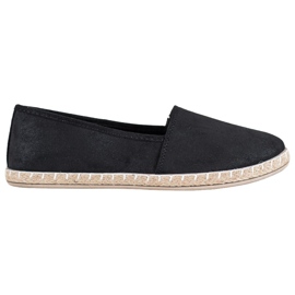 SHELOVET Schwarze Espadrilles mit Glitzer