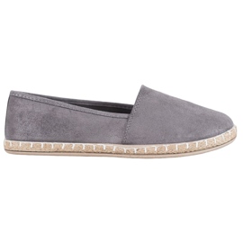 SHELOVET Graue Espadrilles mit Glitzer