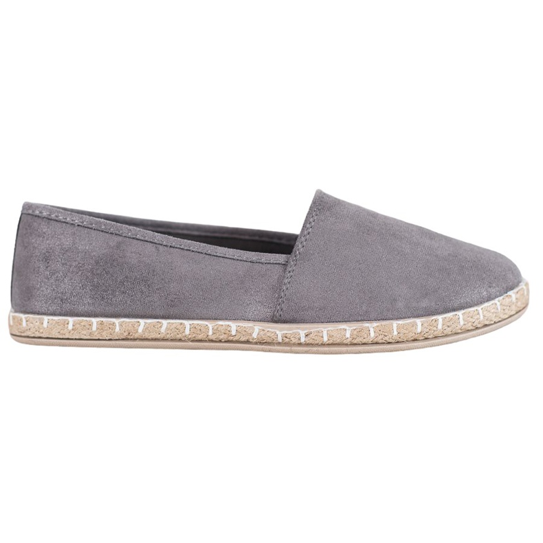 SHELOVET Graue Espadrilles mit Glitzer