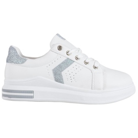SHELOVET Sneakers mit Glitzereinsätzen weiß grau