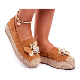 PS1 Espadrilles für Damen von The Camel Denver Linen Platform braun