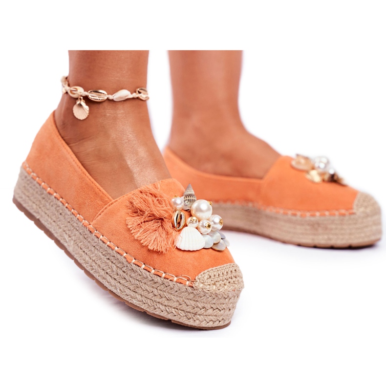 PS1 Damen Espadrilles auf der Denver Orange Linen Platform