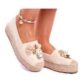 PS1 Espadrilles für Damen auf Beige Denver Linen Platform