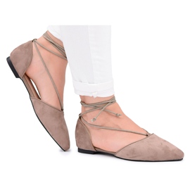 Lu Boo Gebundene Ballerinas In Spitz Larissa Khaki Wildleder