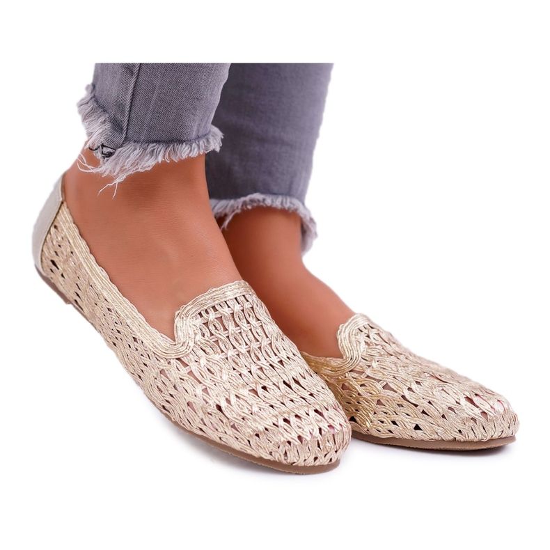 Damen Ballerinas Lu Boo geflochten Golden 4Ever