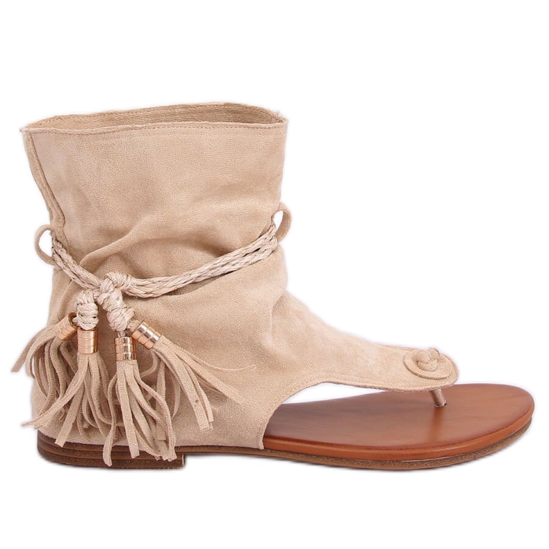 SEA Damen Sandalen Flip Flops Mit Schaft Beige SL1011 Madrit