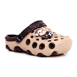 Kinder Hausschuhe Schaumstoff Crocs Brown Monkey Footballer braun