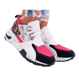 Damen Sportschuhe Lu Boo mit Leopardenmuster Weiß Malibu schwarz rosa silber-