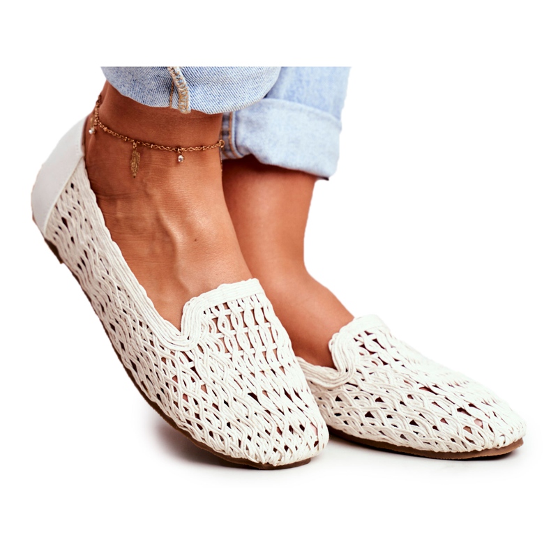 Damen Ballerinas Lu Boo Geflochten Weiß 4Ever