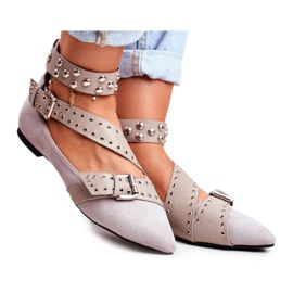 Lu Boo Ballerina Aus Spitz Gestreiften Nieten Grau Esteria