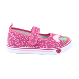 American Club Ballerinas Sneakers mit Klettverschluss TEN15 Herzen blau rosa grün