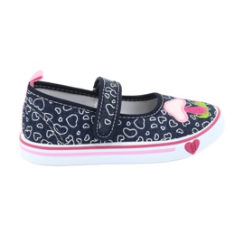 American Club Ballerinas Sneakers mit Klettverschluss TEN15 Herzen weiß marineblau rosa