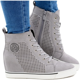 Damen Sneaker Lu Boo High Openwork Grau Xenia