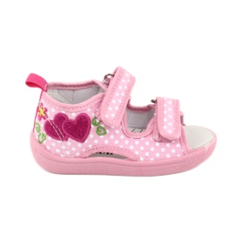 American Club Kinderschuhe Hausschuhe Sandalen Herzen American TEN20 weiß rosa