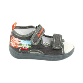 American Club Amerikanische Sandalen, Kinderschuhe, Ledereinsatz TEN46, grau