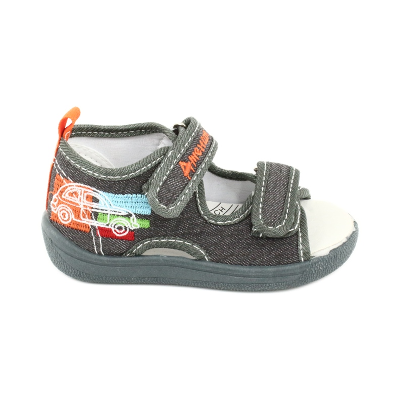 American Club Amerikanische Sandalen, Kinderschuhe, Ledereinsatz TEN46, grau