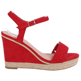 Rote Espadrilles auf Keilen, rot 100-937SC-1 Red Ii Species