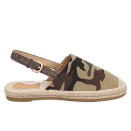 Espadrilles mit offenem Fersentarn HH-119 Camouflage grün