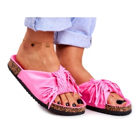 BUGO Rosa Fluo-Flip-Flops für Damen auf Korkfransen Marina