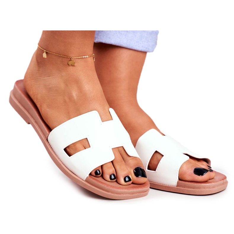 BUGO Damen Hausschuhe Weiß Geometrische Klassisch Theodora