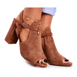 BUGO Damensandalen mit Absatz Openwork Brown Kira braun