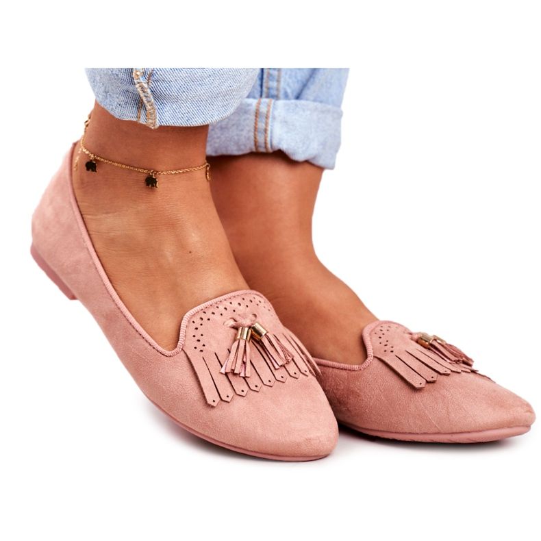 BUGO Damen Slipper Pink Lords Fringes Therese rosa
