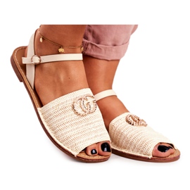 Beige Damen Flache Sandalen Lu Boo Geflochten Felicia