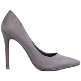 Small Swan Wildlederpumps auf einem Absatz grau