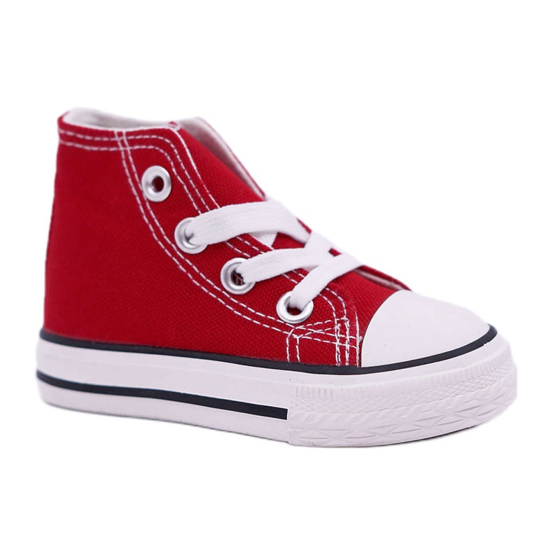 FRROCK Klassische hohe Sneakers für Kinder mit Reißverschluss Rot Filemon weiß