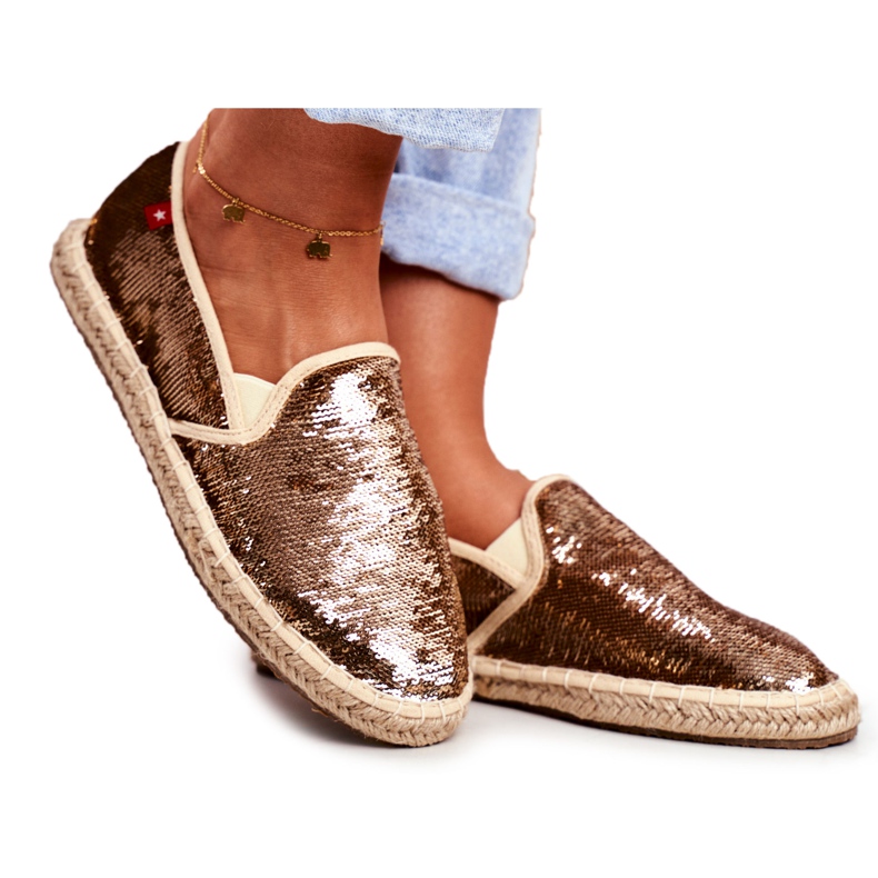 Damen Espadrilles Big Star Irisierende Pailletten Gold DD274A161 golden