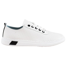 SHELOVET Durchbrochene Sneakers mit Öko-Leder weiß