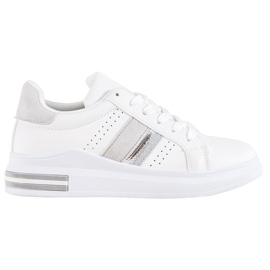 SHELOVET Sneakers mit Wildledereinsätzen weiß