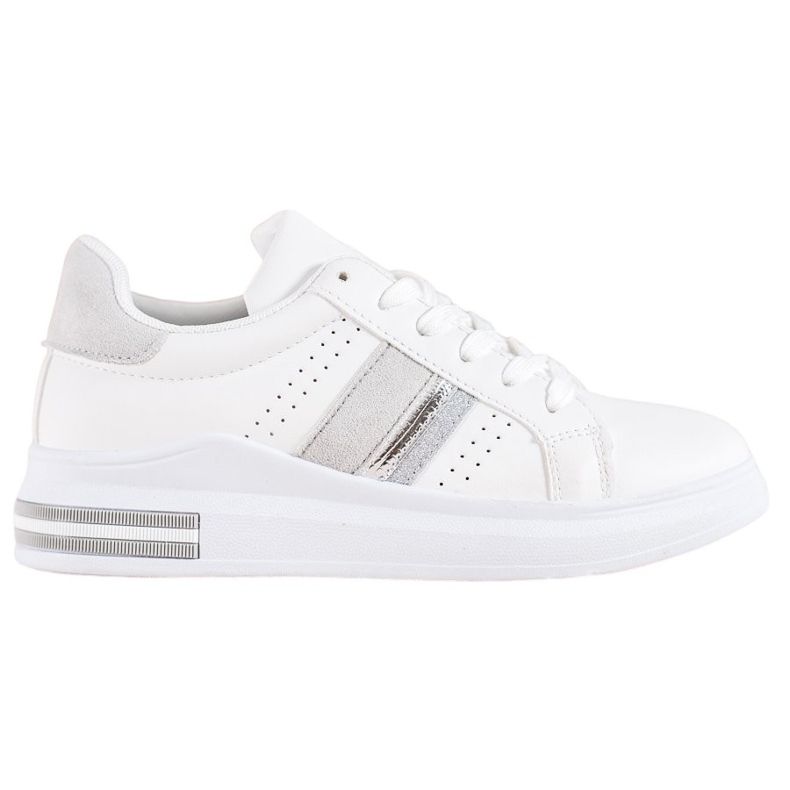 SHELOVET Sneakers mit Wildledereinsätzen weiß