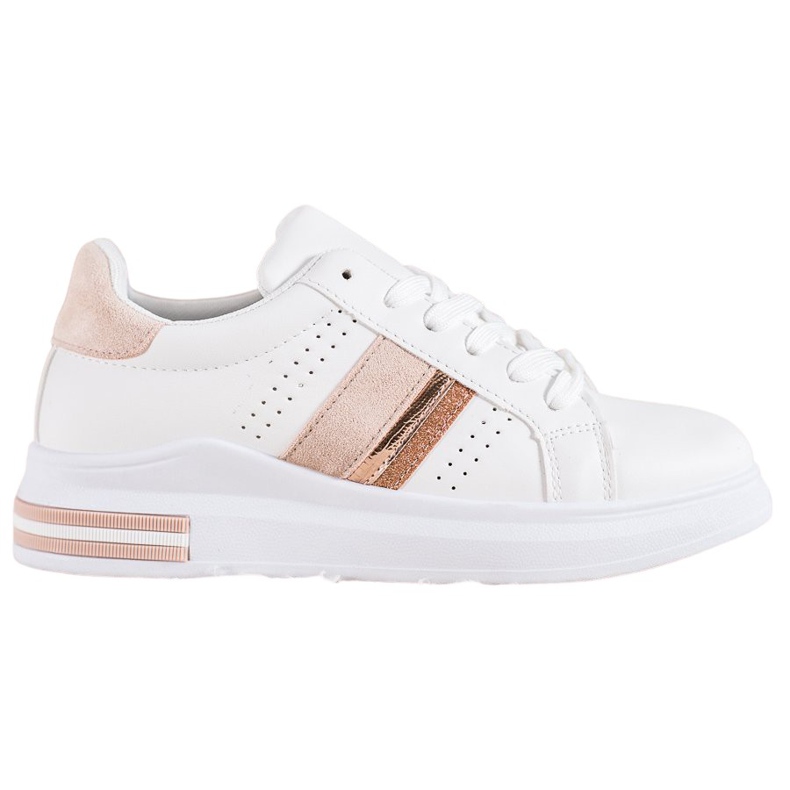 SHELOVET Sneakers mit Wildledereinsätzen weiß