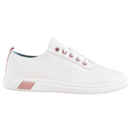 SHELOVET Durchbrochene Sneakers mit Öko-Leder weiß