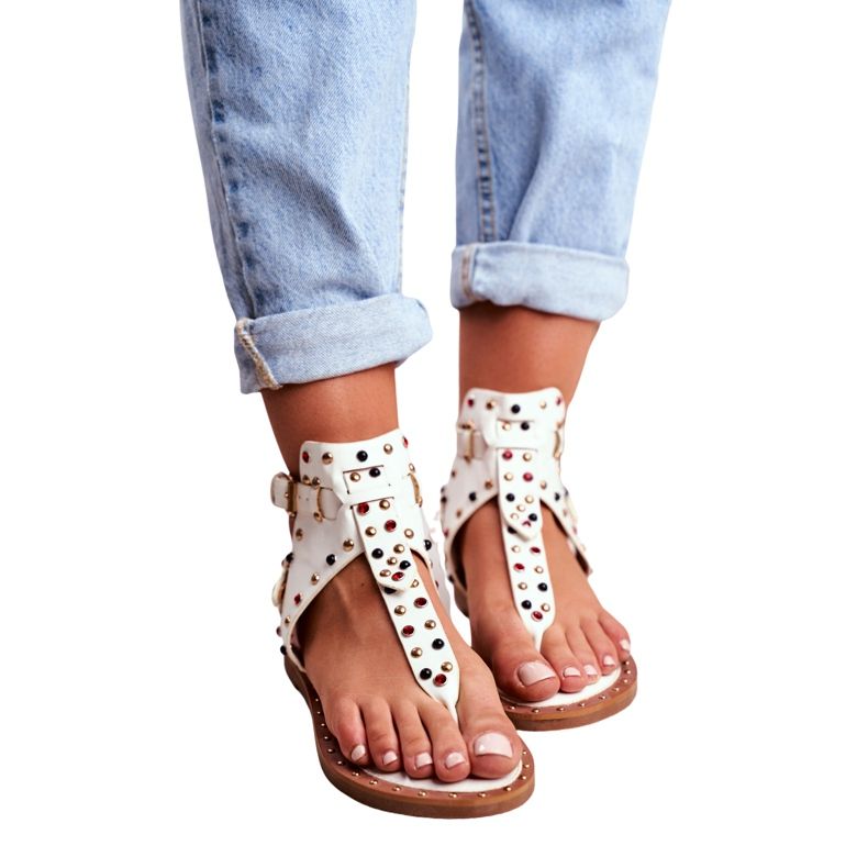 Lu Boo Sandalen Flip-Flops mit Jets Gladiator Ashley White weiß