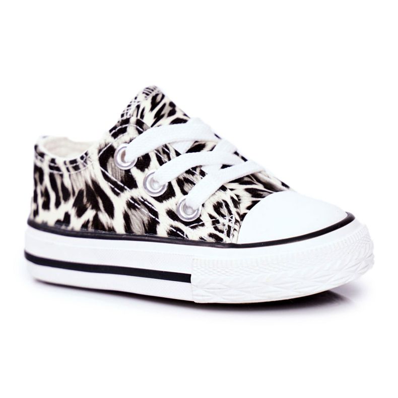 FRROCK Kinder Sneaker Weiß Glänzender Leopard Berni braun braun