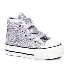 FRROCK Kinder Sneaker High Shiny Silver Ally silber-